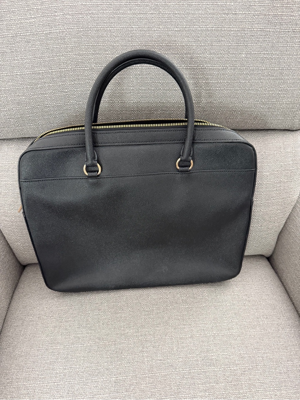 Coach laptop case Black Leather Brief Tote with Gold Hardware no strap - Picture 2 of 7